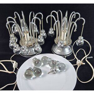 Vintage Mod Space Age Table Lamps w Hanging Glass Balls in Need of Repair TLC